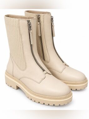 Sam Edelman Winnifred Ivory Front-Zip Platform Ankle Boots 10.5